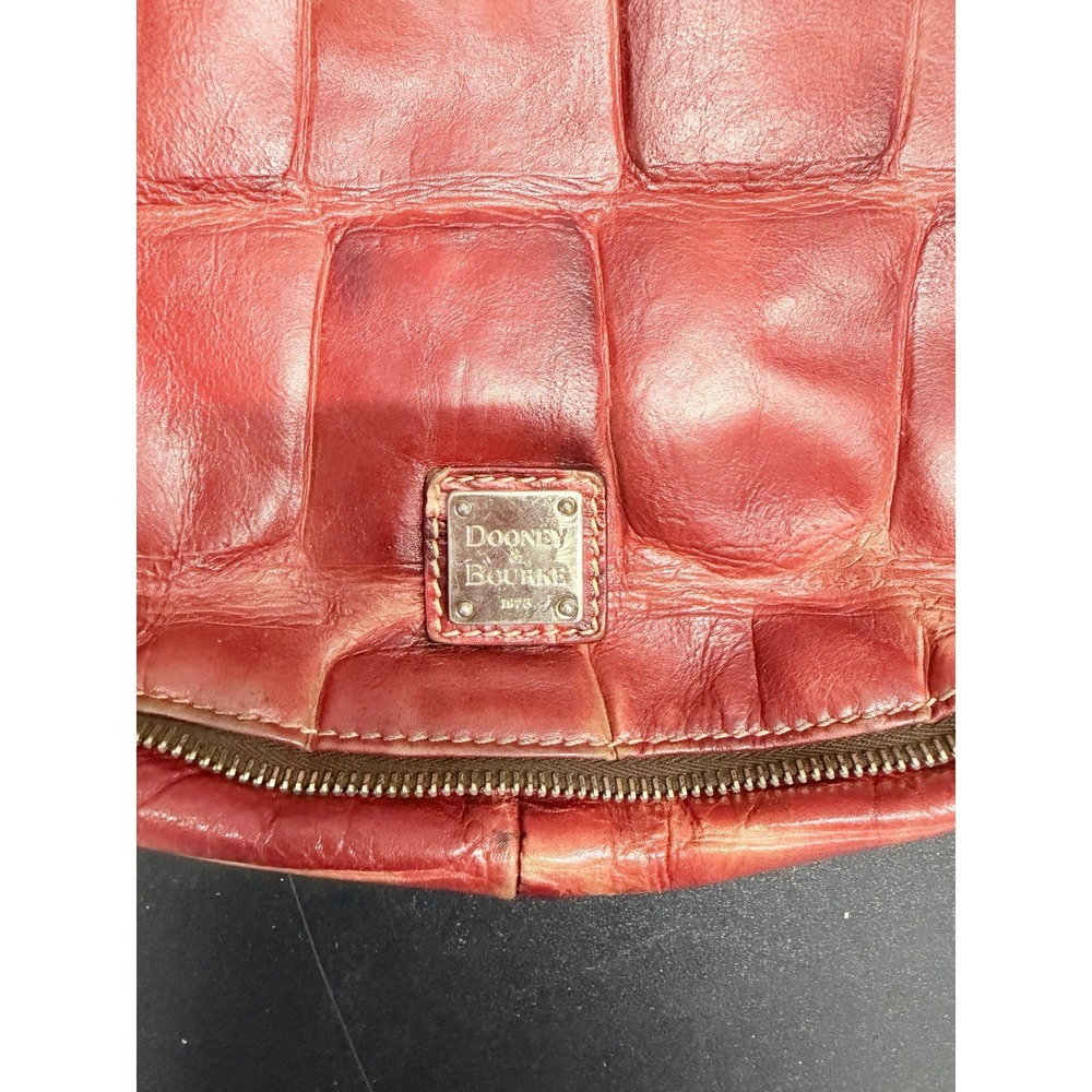 Dooney & Bourke Red Croc Embossed Patchwork Leather Hobo Shoulder Bag Vintage - Picture 2 of 9